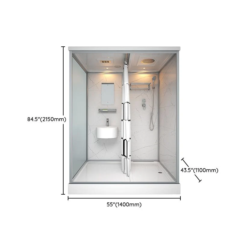 Framed Tempered Glazen Shower Stall Back Wall Panel and Shower Base 47l