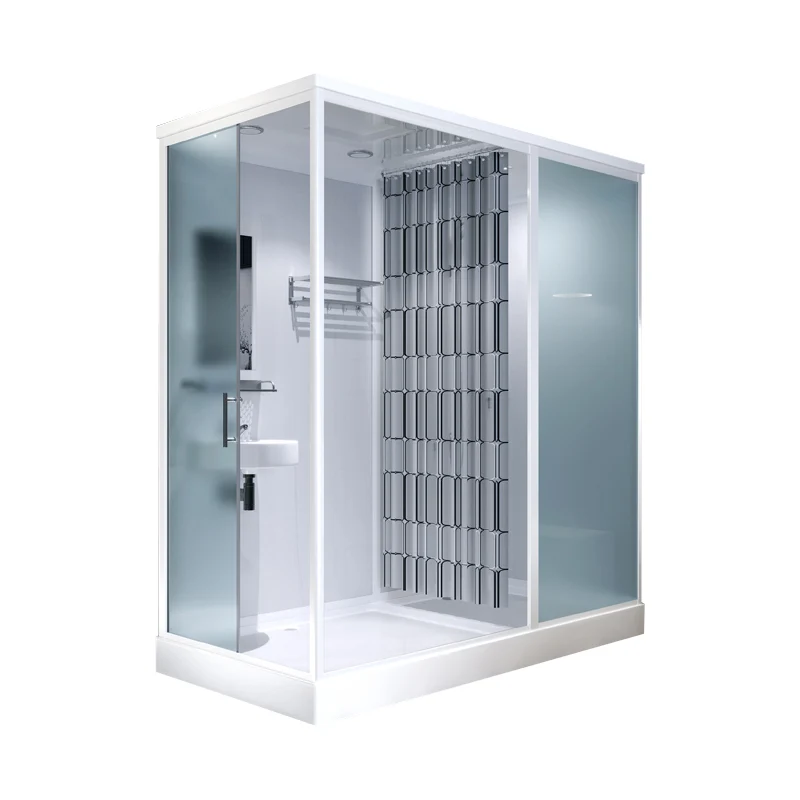 Framed Tempered Glazen Shower Stall Back Wall Panel and Shower Base 47l