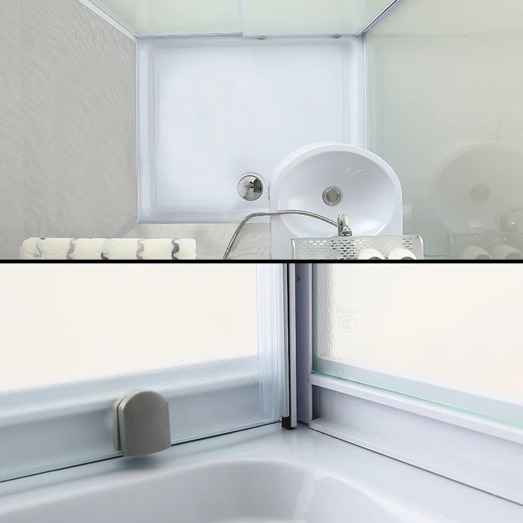 Framed Tempered Glazen Shower Stall Back Wall Panel and Shower Base 47l