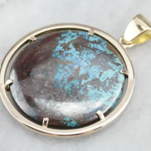 Gold Chrysocolla Statement Pendant