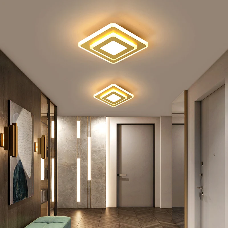 Gold Plated Geometrical Ceiling Light Actueel LED Acrylic Flush Mount Light Hallway Gold