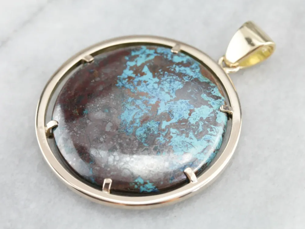 Gouden Chrysocolla Statement Pendant