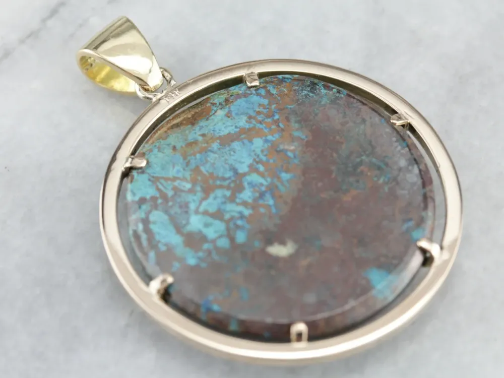 Gouden Chrysocolla Statement Pendant