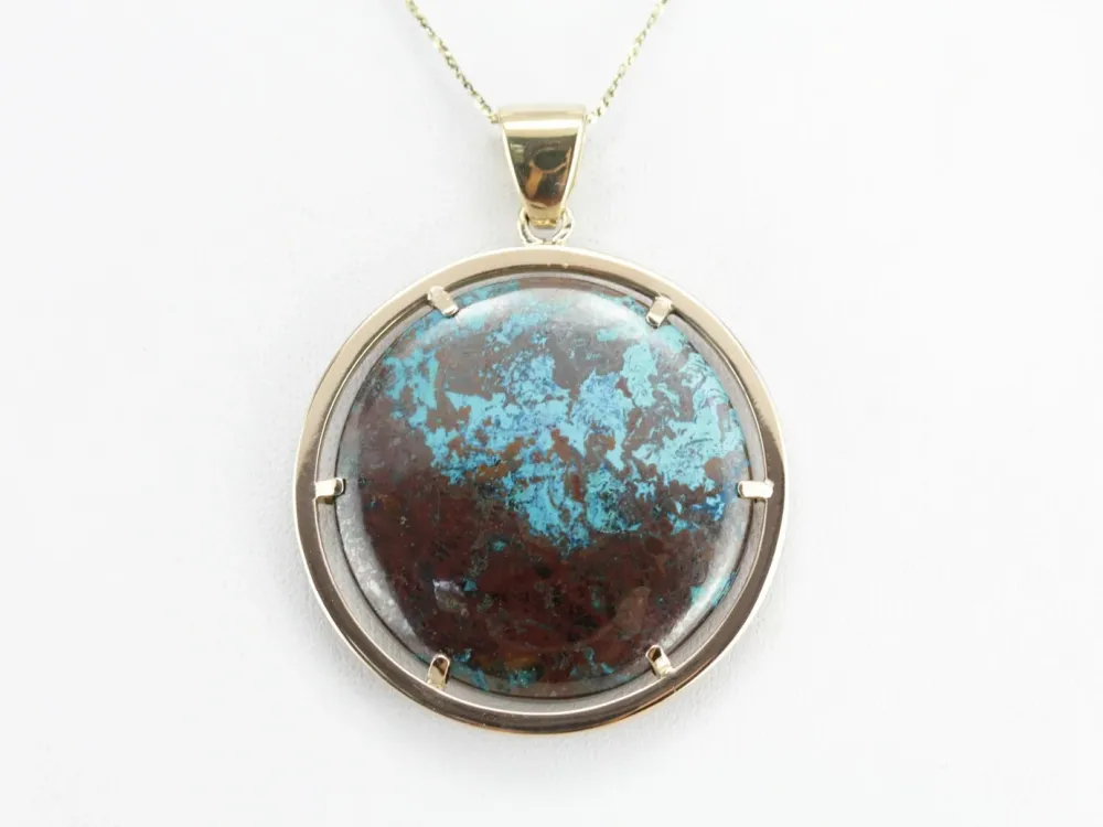 Gouden Chrysocolla Statement Pendant