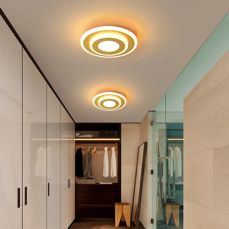 Gouden Plated Geometrical Ceiling Light Modern LED Acrylic Flush Mount Light Hallway Gold