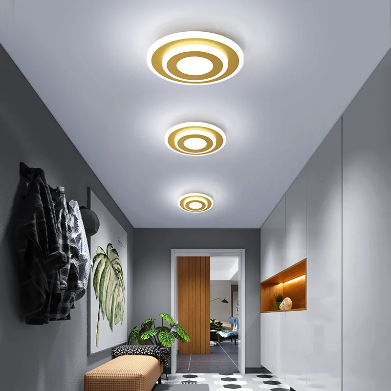 Gouden Plated Geometrical Ceiling Light Modern LED Acrylic Flush Mount Light Hallway Gold