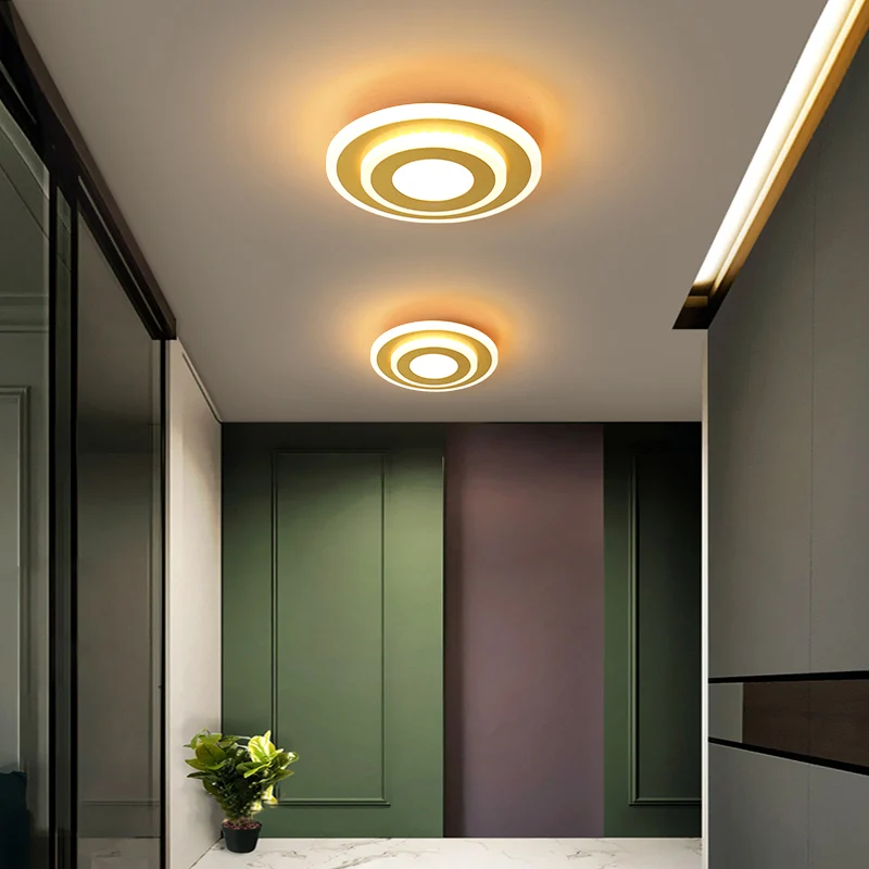 Gouden Plated Geometrical Ceiling Light Modern LED Acrylic Flush Mount Light Hallway Gold