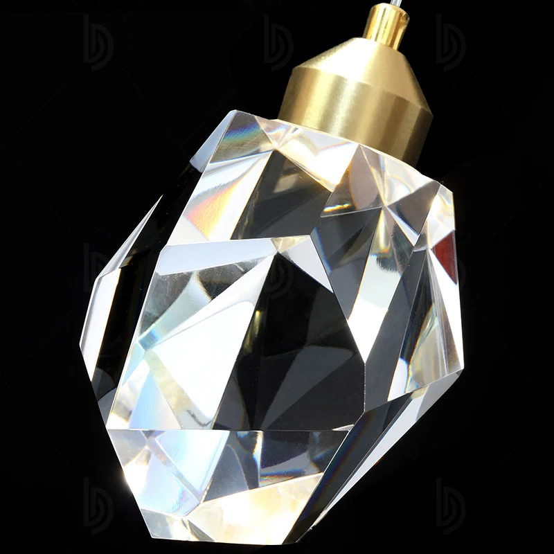 Helder Faceted Crystal Gemstone Hanging Light Minimalistic Multi Pendant Ceiling Light Staircase Clear