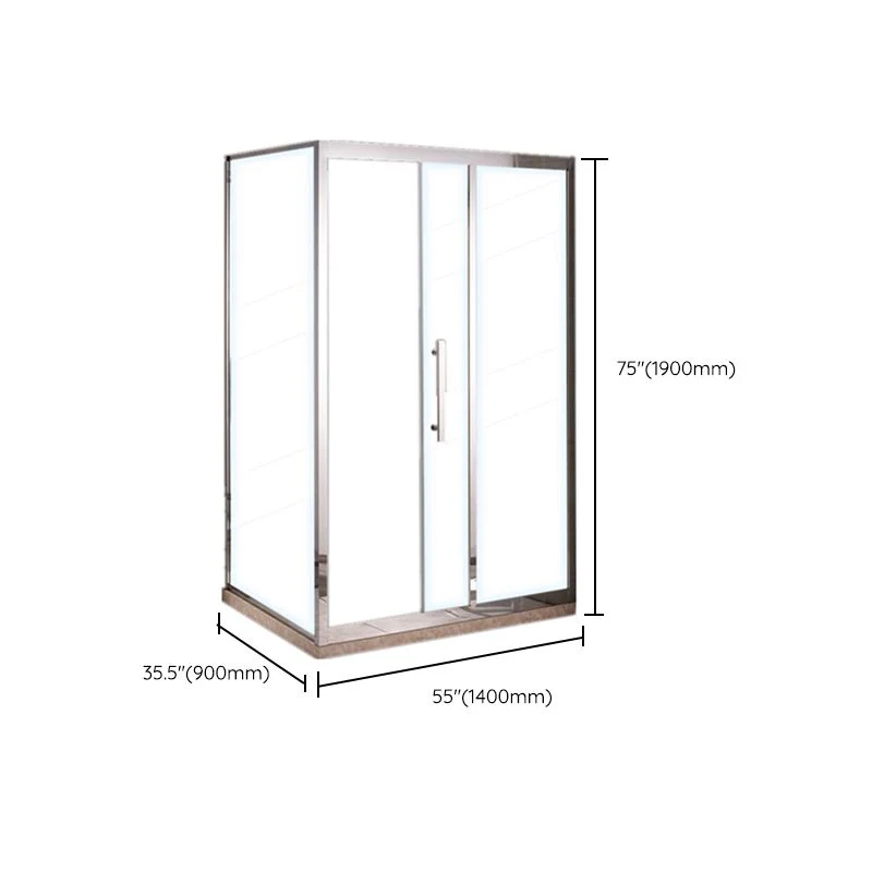 Kwikzilver Rectangle Shower Stall Clear Tempered Glass Shower Enclosure 47l