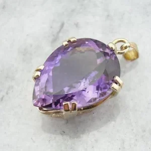 Mid-Century Pear Cut Amethyst Verguld Statement Pendant