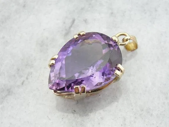 Mid-Century Pear Cut Amethyst Verguld Statement Pendant