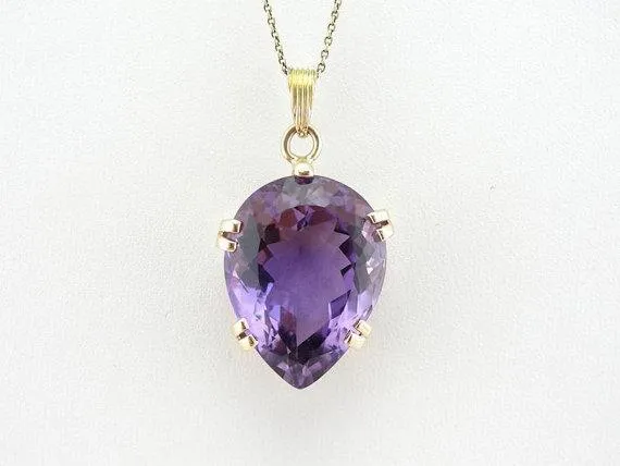 Mid-Century Pear Cut Amethyst Verguld Statement Pendant