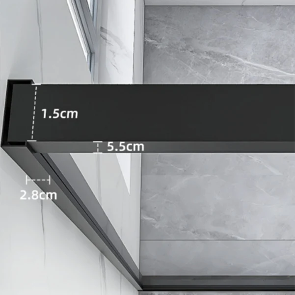 Neo-Angle Black Frame Shower Enclosure Tempered Glazen Shower Stall Fixed Panel 31