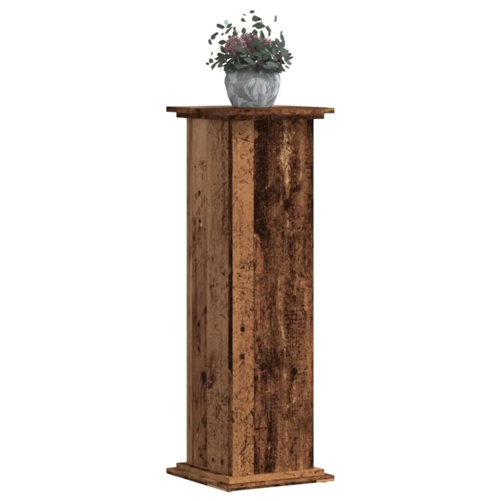 Plantenstandaard 33x33x100 cm bewerkt hout antiek houtkleurig