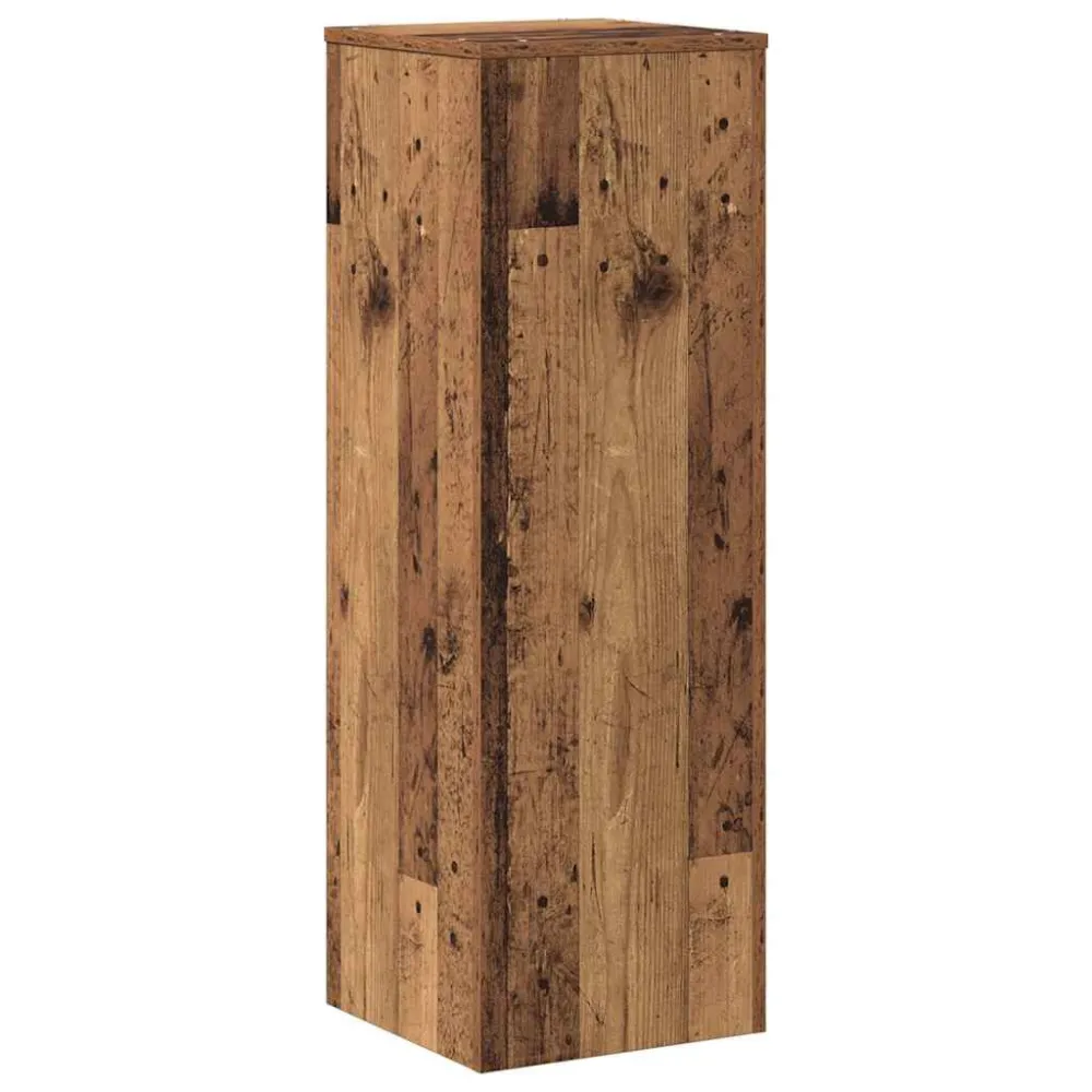 Plantenstandaard 33x33x100 cm bewerkt hout antiek houtkleurig