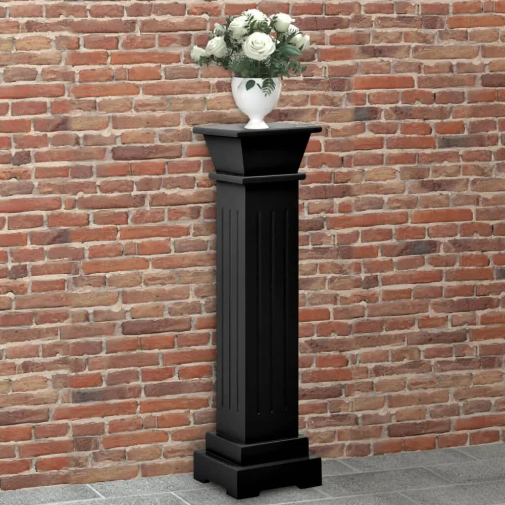 Plantenstandaard klassieke zuil vierkant 17x17x66 cm MDF zwart