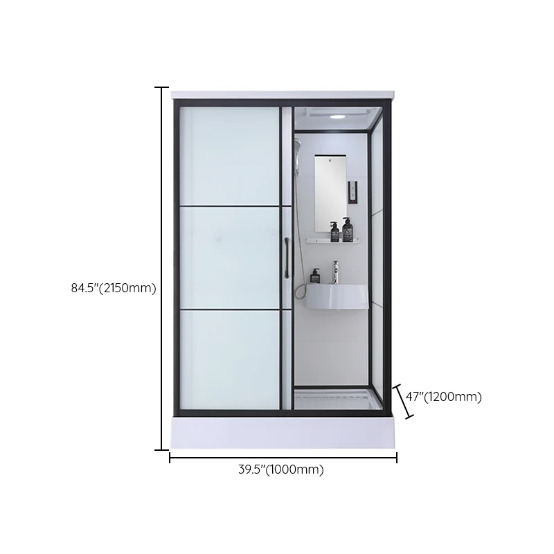Ravenzwart Framed Shower Stall White Base Tempered Glass Shower Stall 39l