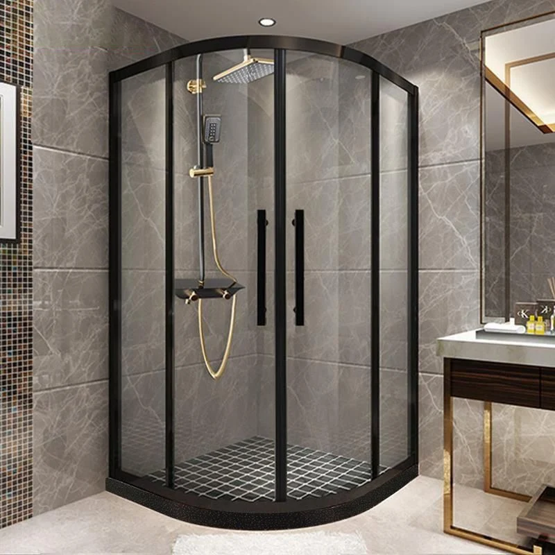 Round Tempered Glass Shower Stall Framed Simpel Clean Glass Shower Enclosure Header 31