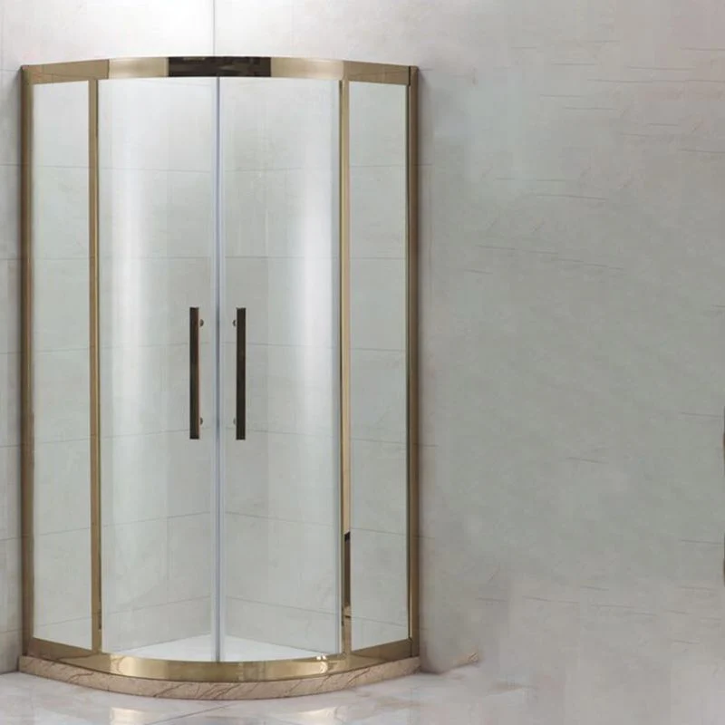 Round Tempered Glass Shower Stall Framed Simpel Clean Glass Shower Enclosure Header 31