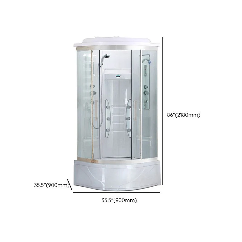 Sneeuwwit Rounded Shower Enclosure Tempered Glass Shower Stall Light 37l