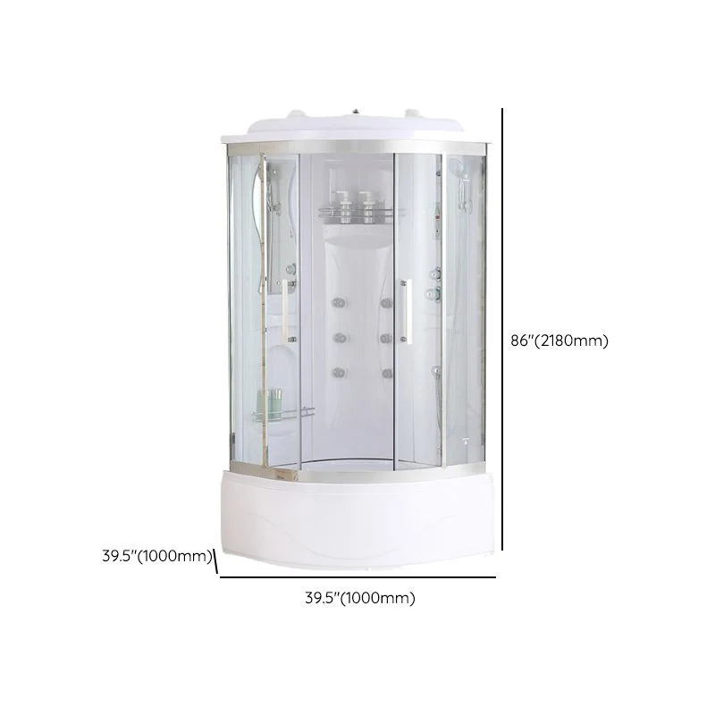 Sneeuwwit Rounded Shower Enclosure Tempered Glass Shower Stall Light 37l