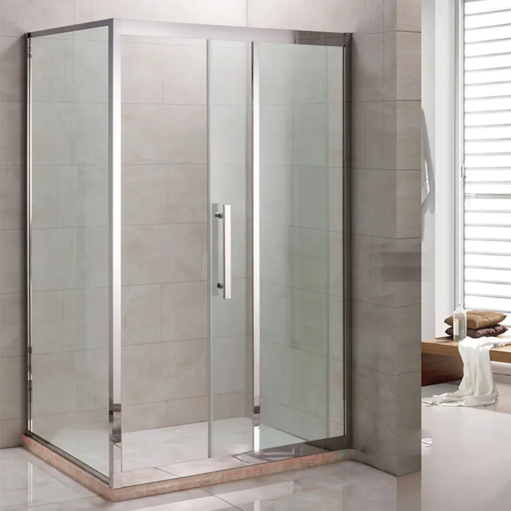 Staalgrijs Rectangle Shower Stall Clear Tempered Glass Shower Enclosure 47l