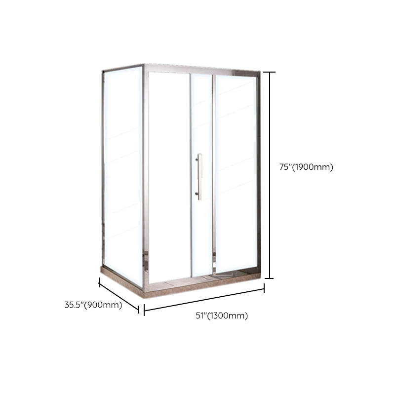 Staalgrijs Rectangle Shower Stall Clear Tempered Glass Shower Enclosure 47l