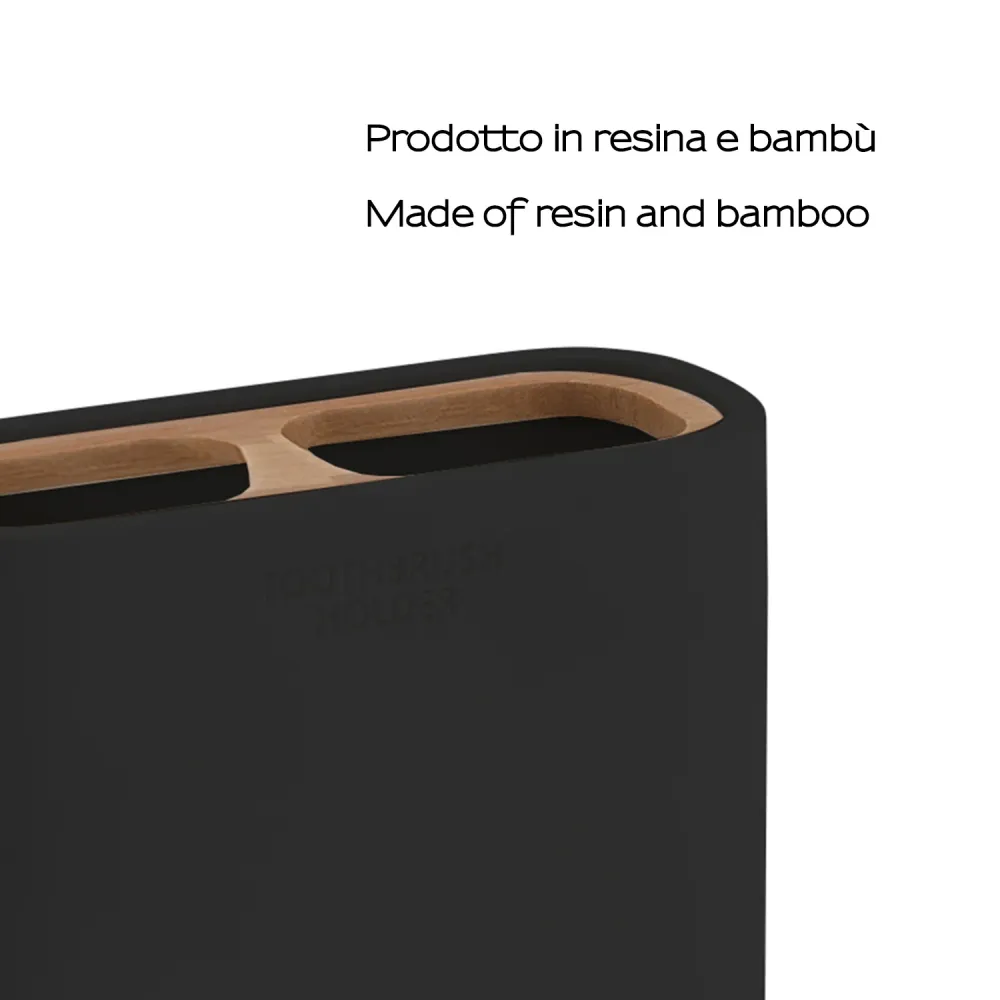 Standing toothbrush holder Gedy model Ninfea - Matte Ebbenhout