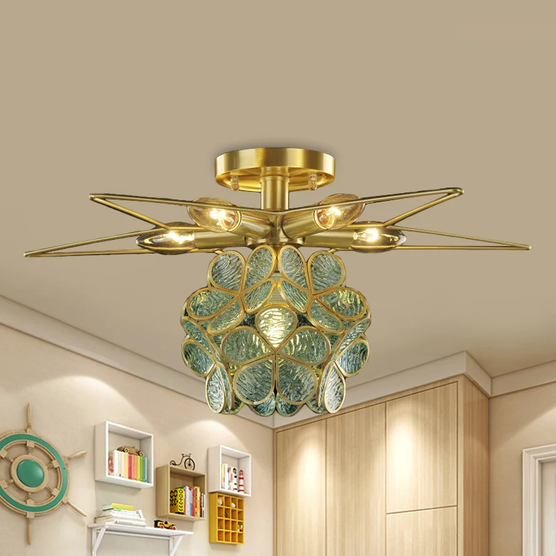 Star Van metaal Close to Ceiling Light Contemporary 1 Light Pink/White/Blue Semi-Flush Mount Lighting Clear