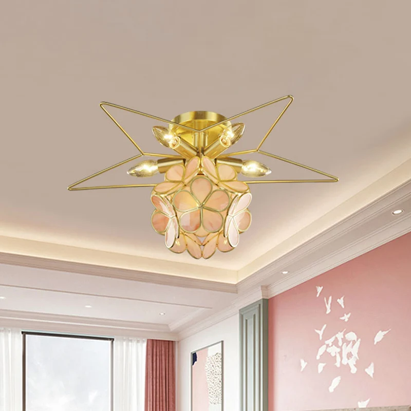 Star Van metaal Close to Ceiling Light Contemporary 1 Light Pink/White/Blue Semi-Flush Mount Lighting Clear