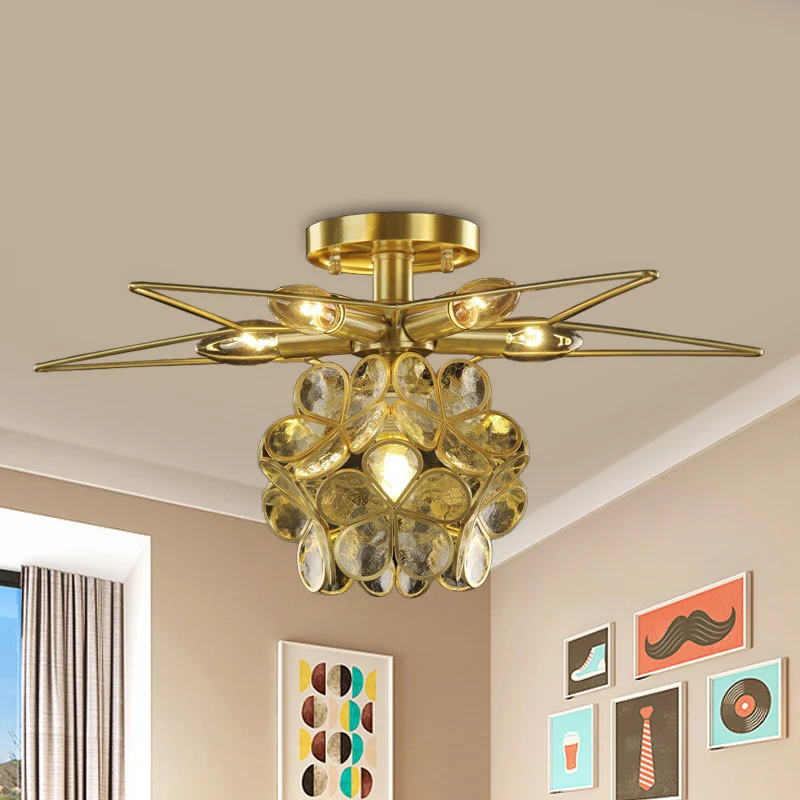 Star Van metaal Close to Ceiling Light Contemporary 1 Light Pink/White/Blue Semi-Flush Mount Lighting Clear