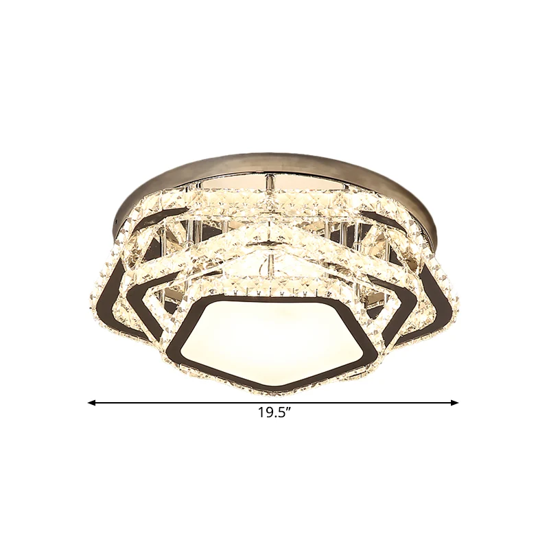 Ster afgeschuinde kristallen plafondarmatuur minimalisme LED chroom semi-inbouwmontage warm/wit zwak
