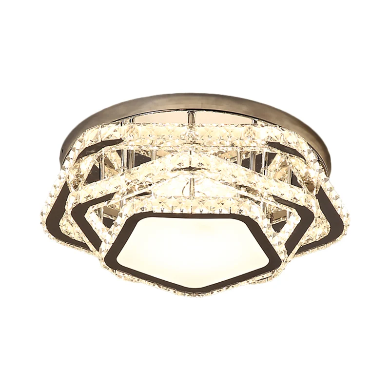 Ster afgeschuinde kristallen plafondarmatuur minimalisme LED chroom semi-inbouwmontage warm/wit zwak