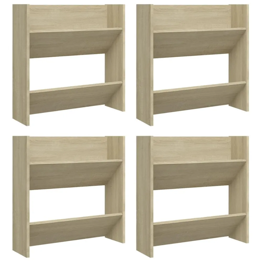 Wandschoenenkasten 4 st 60x18x60 cm bewerkt hout sonoma eiken