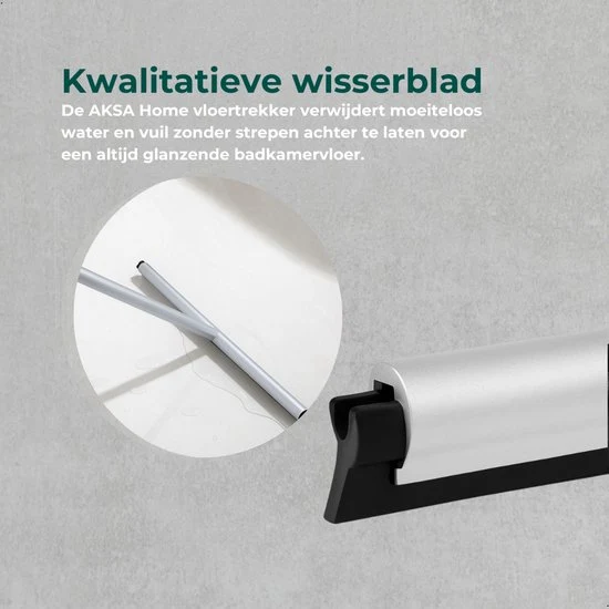 AKSA Home® Vloertrekker - Douchewisser - Trekker Douche - RVS Vloerwisser - met Steel - Zilver