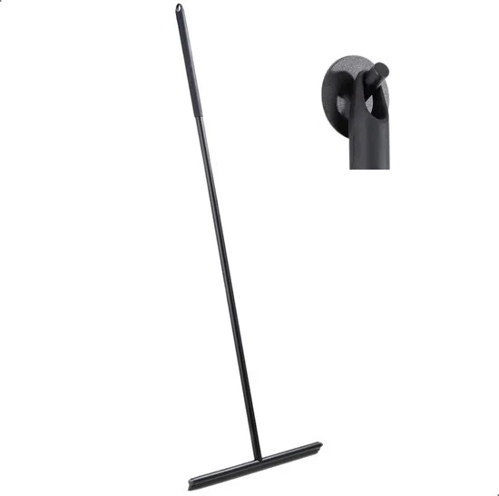 AKSA Home® Vloertrekker - Douchewisser - Trekker Douche - RVS Vloerwisser - met Steel - Zwart
