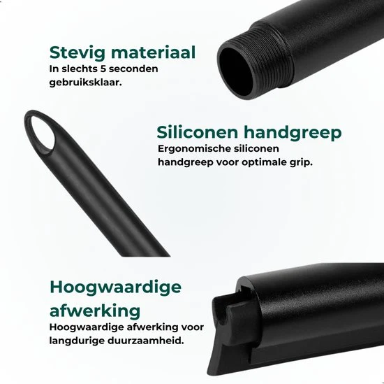 AKSA Home® Vloertrekker met Raamwisser - Douchewisser - Trekker Douche - RVS Vloerwisser - met Steel - Zwart