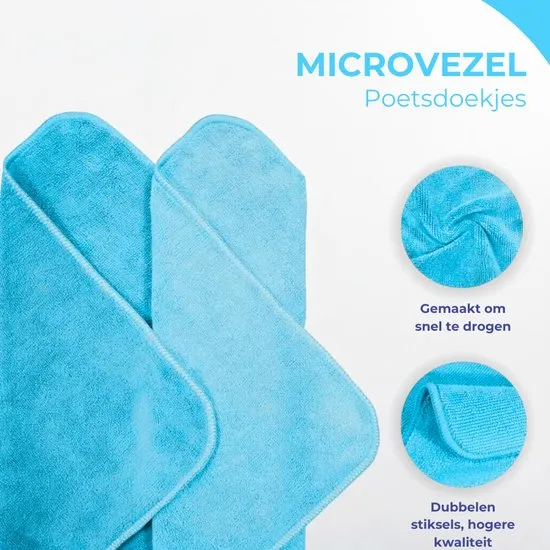 Kymo Blauwe Microvezeldoekjes - 12 Stuks 30 x 30 cm - Wasbaar - Schoonmaakdoekjes - Schoonmaak Auto - Stoomreiniger - Tapi...