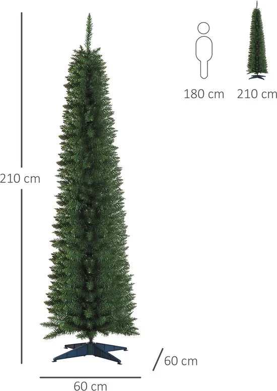 4goodz Kerstboom Smal incl. standaard 210 cm - Groen