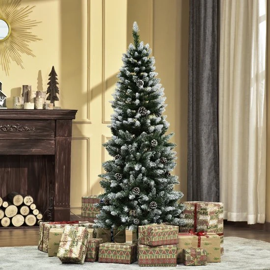 4goodz Kunstkerstboom met dennenappels en sneeuw 180 cm - Ø75 cm