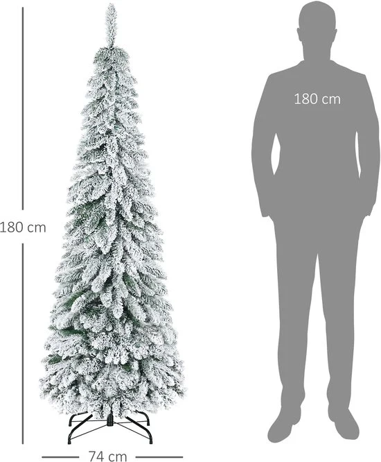 4goodz Kunstkerstboom Smal met Sneeuw - 180 cm - Ø74 cm