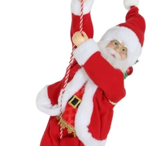 4goodz Zingende en Klimmende Kerstman met Touw - Geluidsfunctie - Binnengebruik