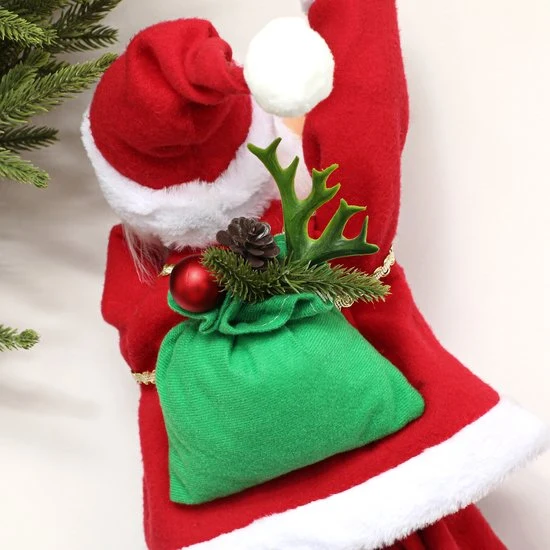 4goodz Zingende en Klimmende Kerstman met Touw - Geluidsfunctie - Binnengebruik