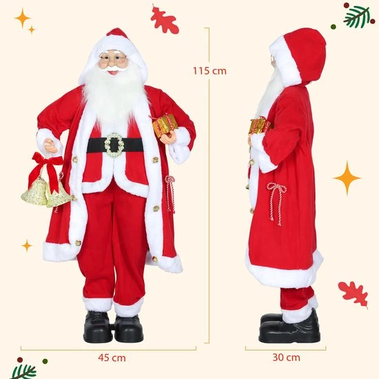 Bewegende Kerstman op Batterijen 115 cm - Geluidsactivering