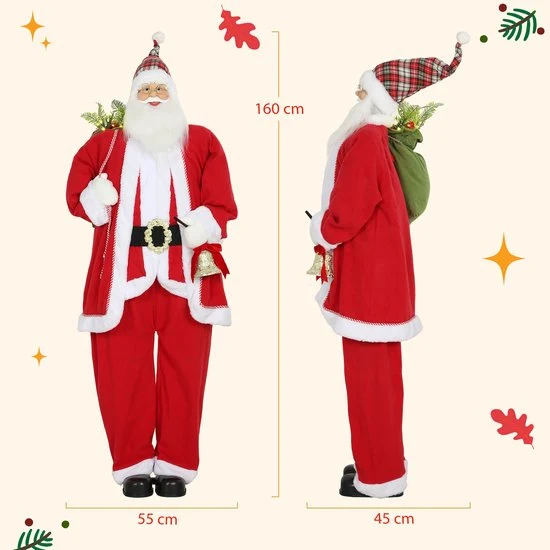 Bewegende Kerstman op Batterijen 160 cm - Geluidsactivering