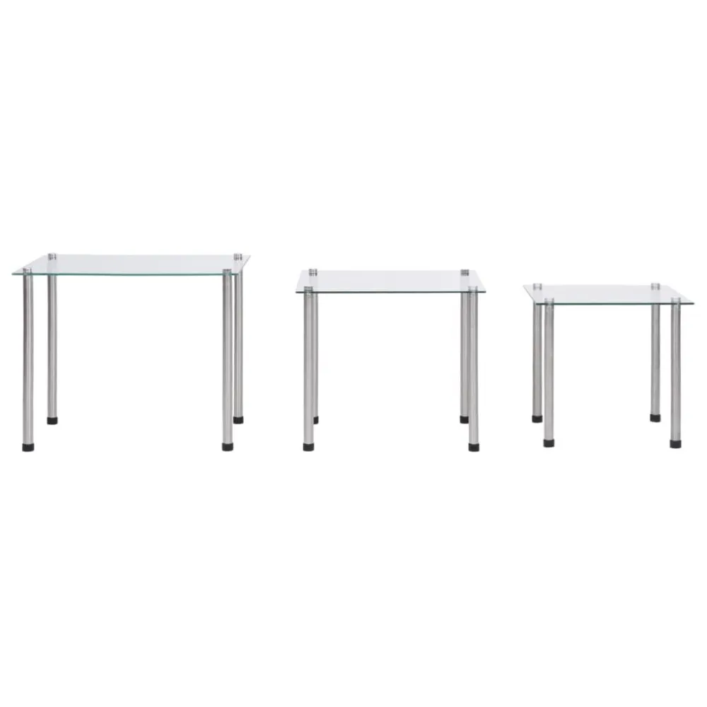 3-delige Tafeltjesset gehard glas transparant
