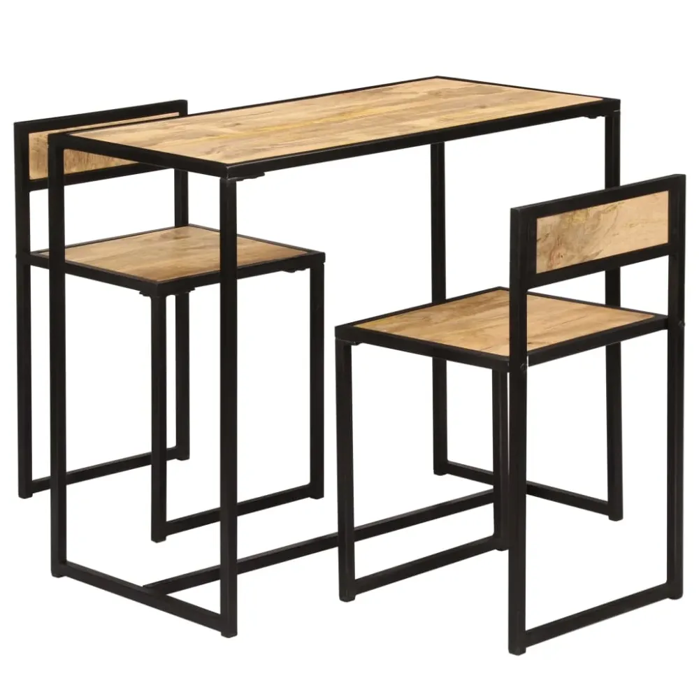 3-Piece Dining Set Eenkleurig Mango Wood