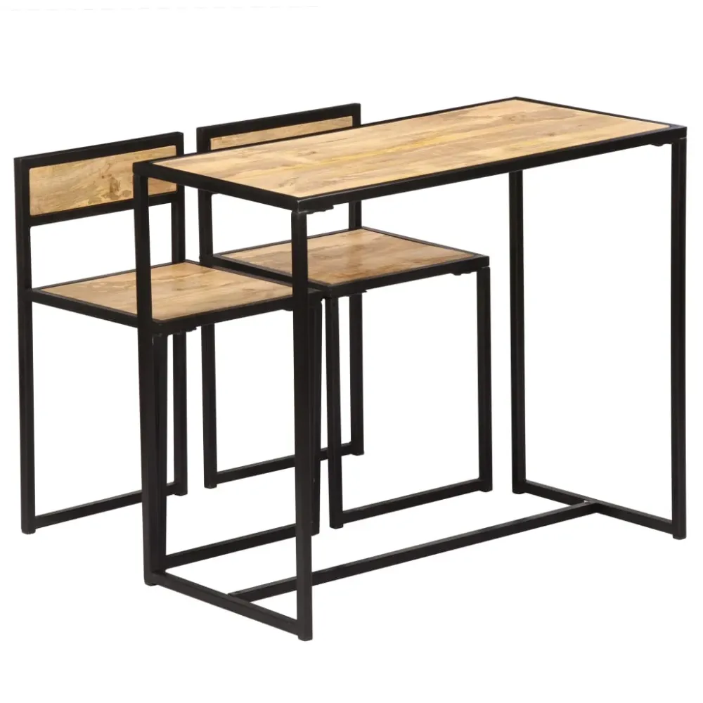 3-Piece Dining Set Eenkleurig Mango Wood