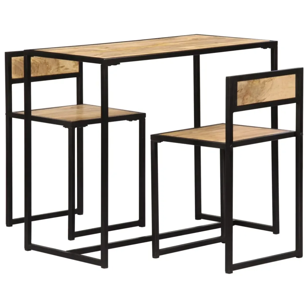 3-Piece Dining Set Eenkleurig Mango Wood