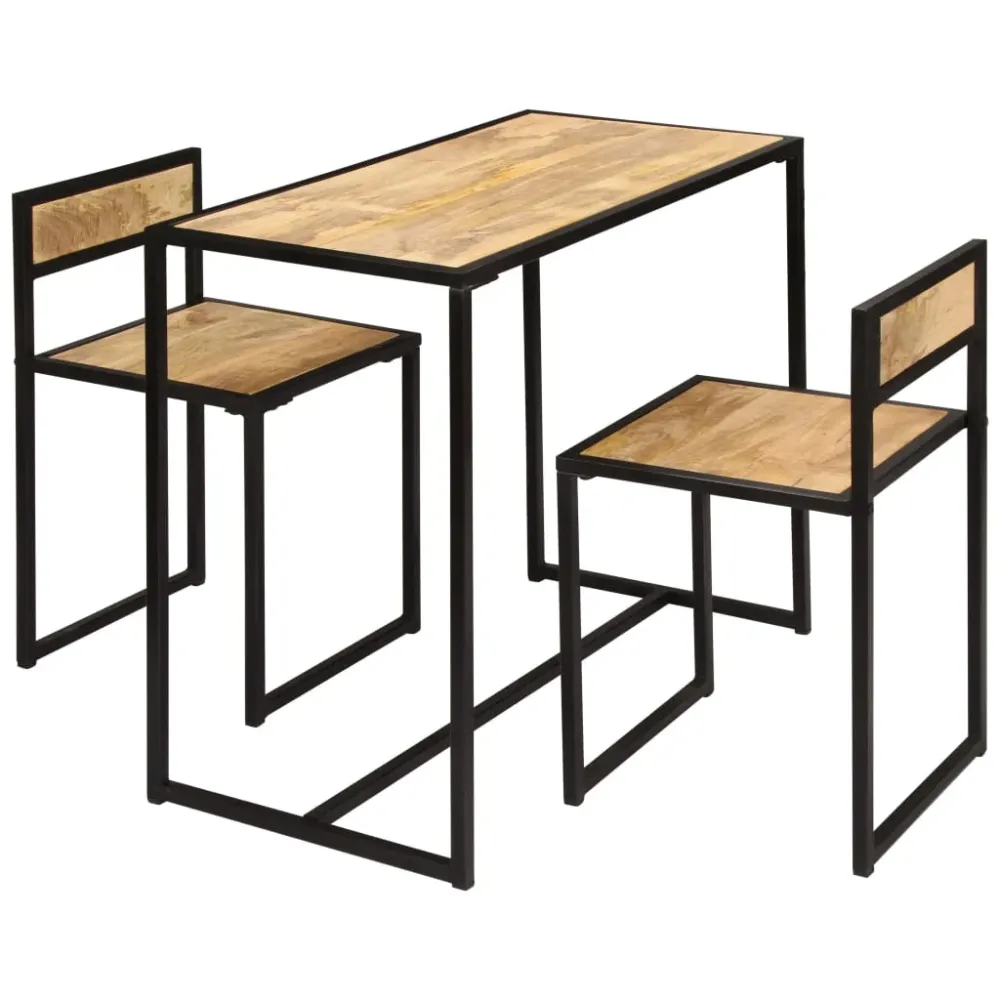 3-Piece Dining Set Eenkleurig Mango Wood